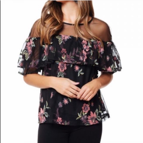 BB Dakota Rayna Embroidered Illusion Neckline NWT - Picture 4 of 12